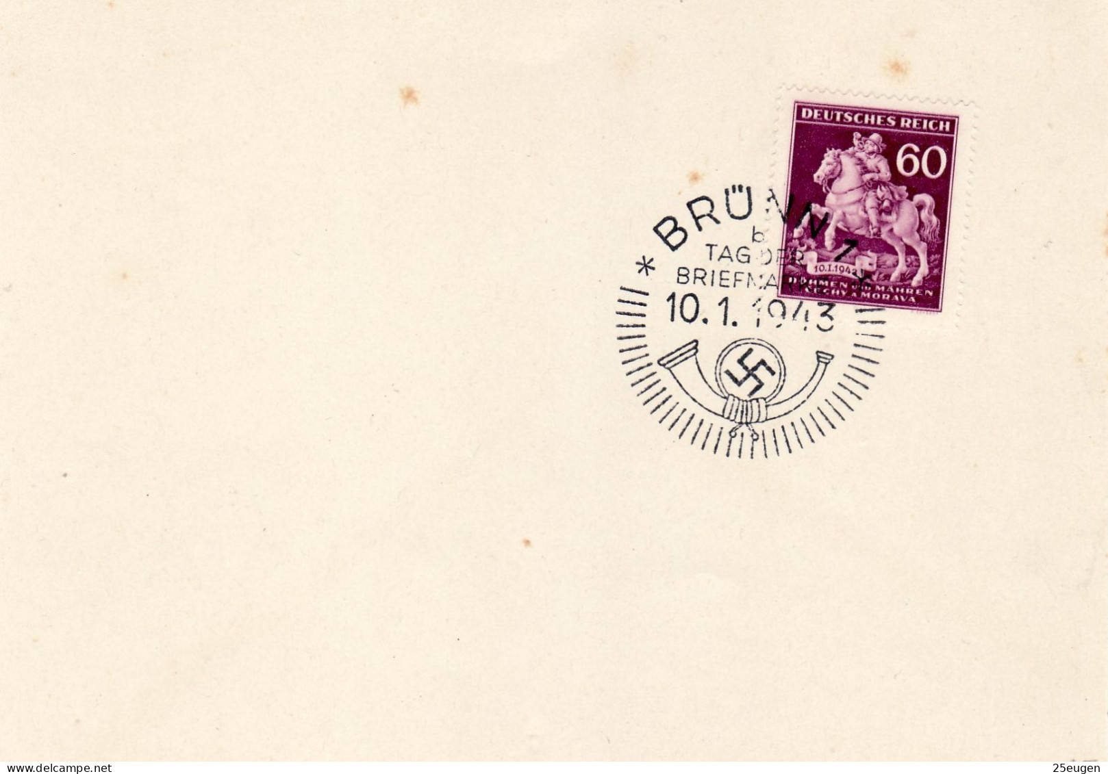 BOHEMIA & MORAVIA 1943 CARD WITH POSTMARK - Briefe U. Dokumente