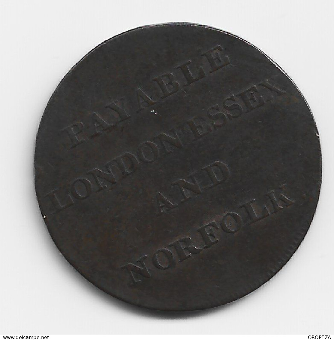 T51  -  GRAN BRETAÑA - Undated London Essex Norfolk Middlesex 1/2d Half Penny Token Coin - Otros & Sin Clasificación