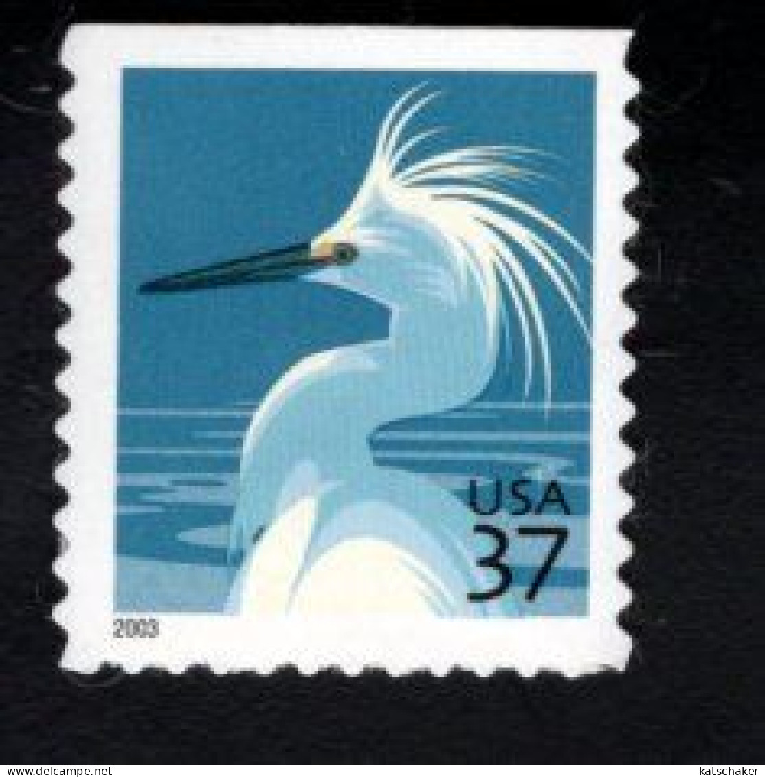 1854497850 2003 SCOTT 3830D (XX) POSTFRIS MINT NEVER HINGED - FAUNA - BIRD - SNOWY EGRET -UPPER SIDE IMPERF - Roulettes (Numéros De Planches)