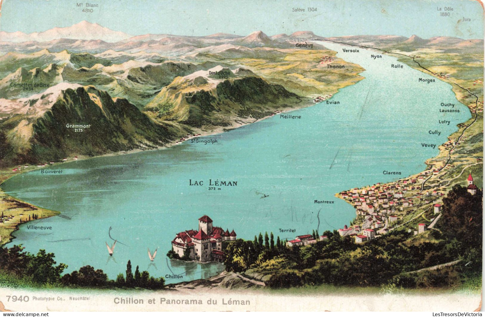 SUISSE - La Léman - Chillon Et Panorama Du Léman - Colorisé - Carte Postale Ancienne - Autres & Non Classés