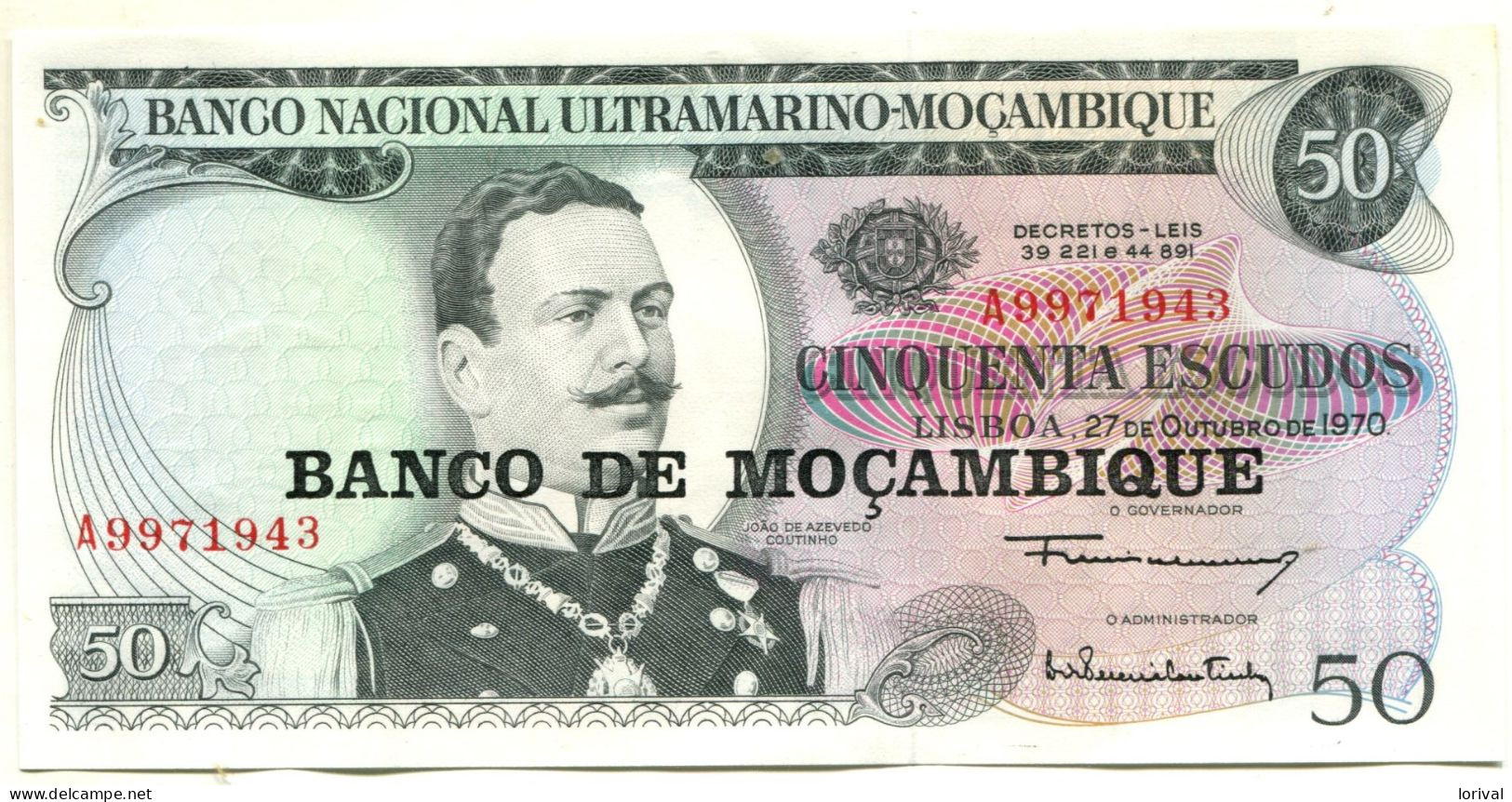 50 Escudos 27 Octobre 1970 Neuf 6 Euros - Mozambico