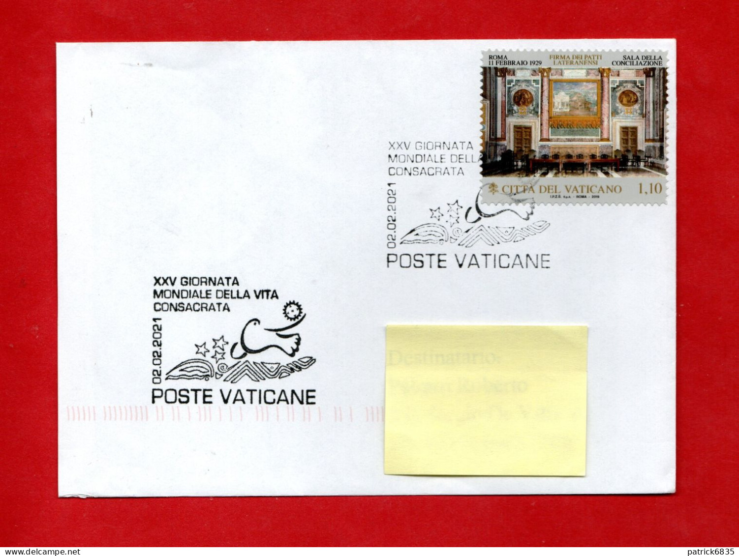 (D) Vaticano 2021- Marcofilia - BUSTA, Annullo XXV Giornata Mondiale Della Vita Consacrata - Poste Vaticane 02-02-2021 - Cartas & Documentos