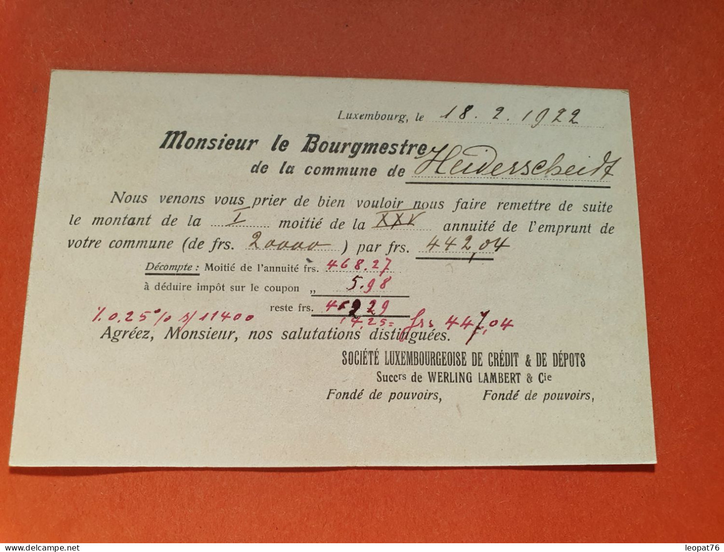 Luxembourg - Entier Postal Commercial ( Pli Central ) De Luxembourg Pour Un Maire En 1922 - Réf 2326 - Ganzsachen