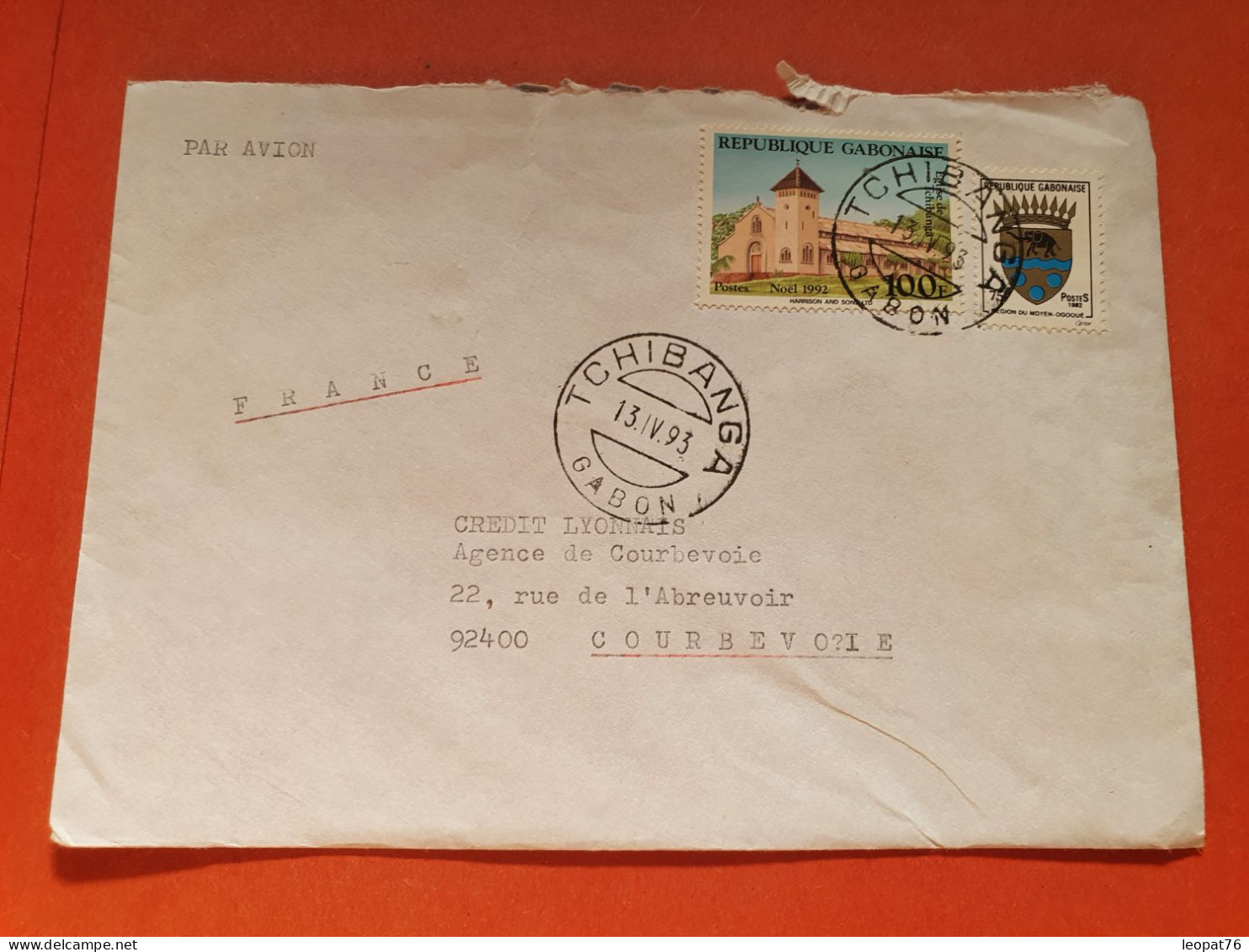 Gabon - Enveloppe De Tchibanga Pour La France En 1993 - Réf 2337 - Gabon (1960-...)