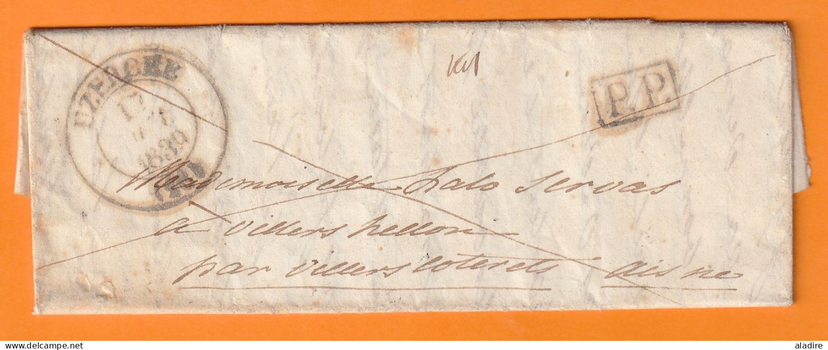 1839 - Lettre Pliée Avec Corresp. Familiale De UZERCHE, Grand Cachet Vers Villers Helon,  Via Villers Cotterets & Paris - 1801-1848: Précurseurs XIX