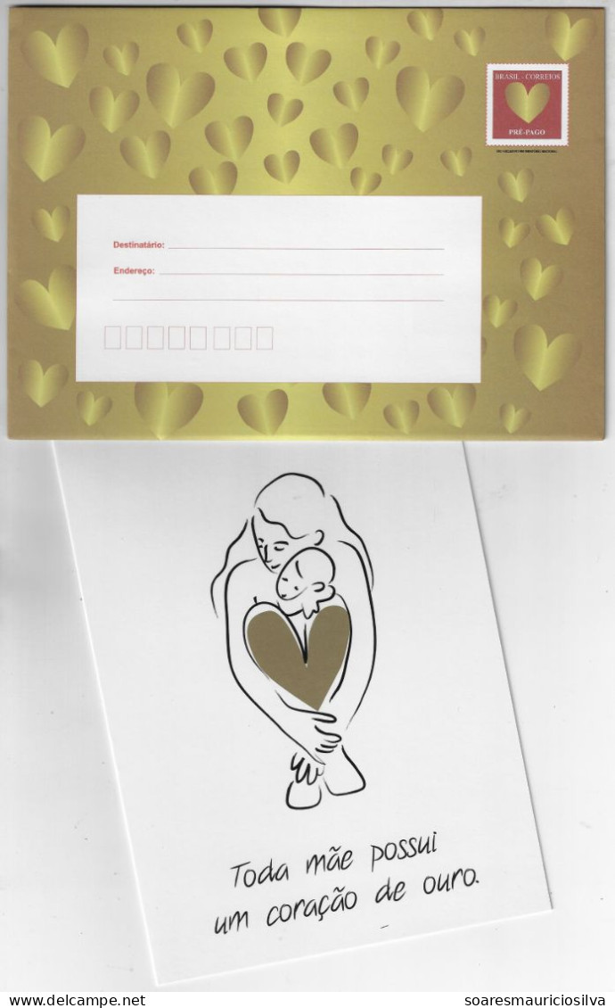 Brazil 2010s Postal Stationery Cover Printed Stamp Heart Mother's Day With greeting Card - Hearts - Postal Stationery