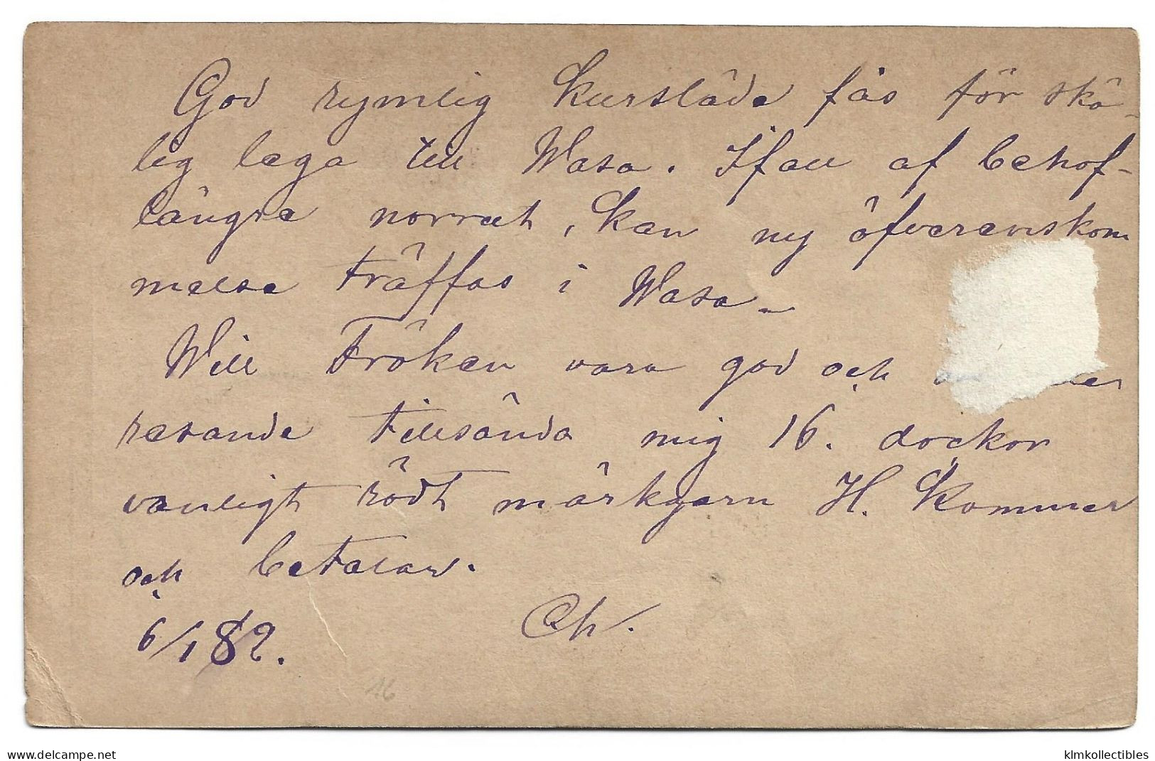 FINLAND SUOMI - 1882 POSTAL STATIONERY RAILWAY CANCEL - Briefe U. Dokumente