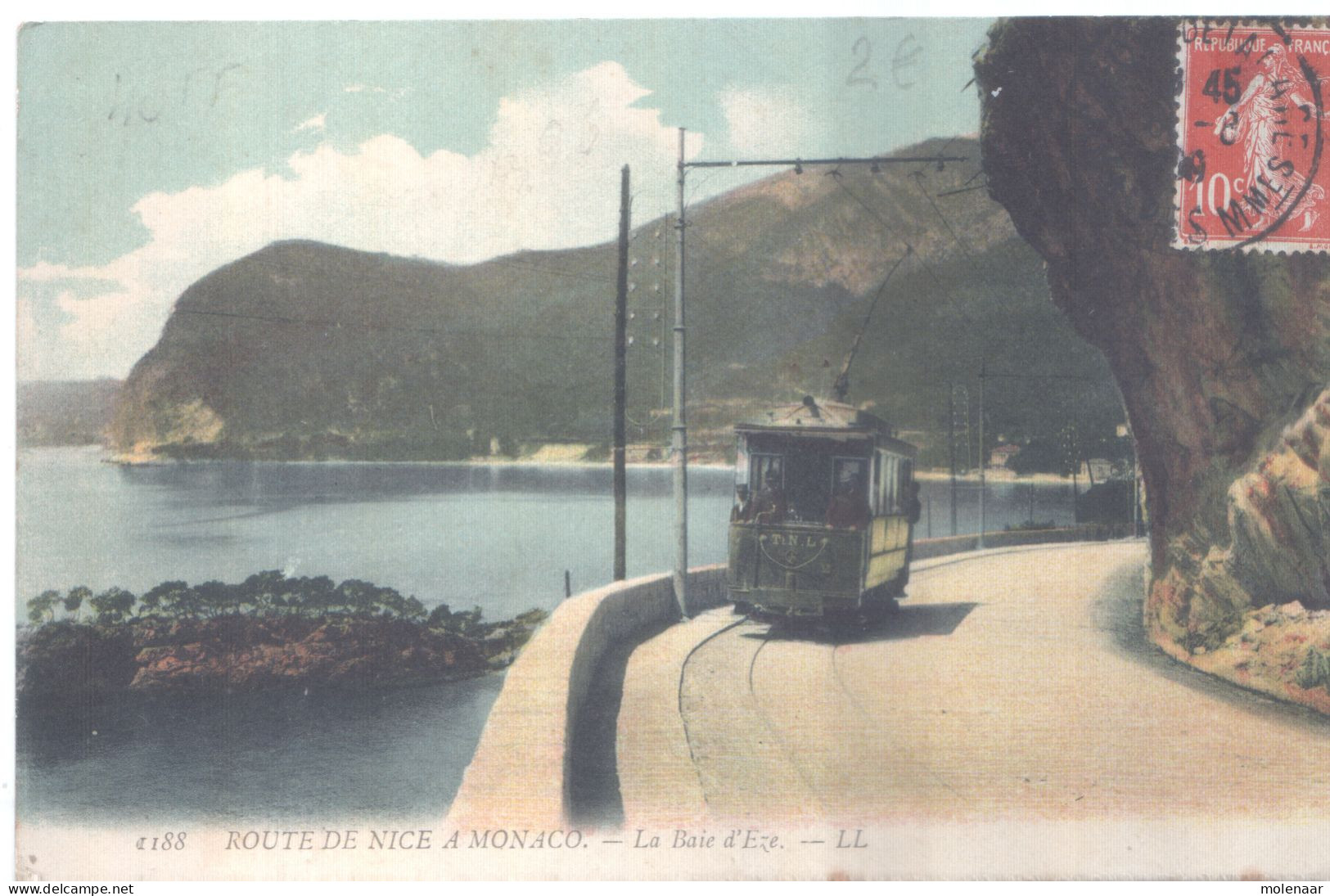 Frankrijk > [06] Alpes Maritimes > Nice > Treinverkeer   Postkaart Route De Nice A Monaco Gebruikt 1909 (12224) - Ferrovie – Stazione