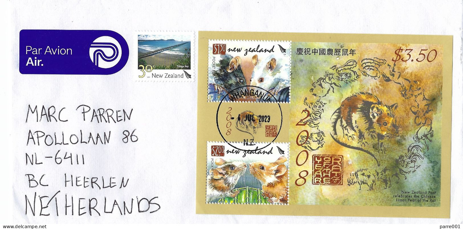 New Zealand 2023 Whanganui Lunar Year Zodiac Rat MS Pier Tolaga Bay Cover - Chinese New Year