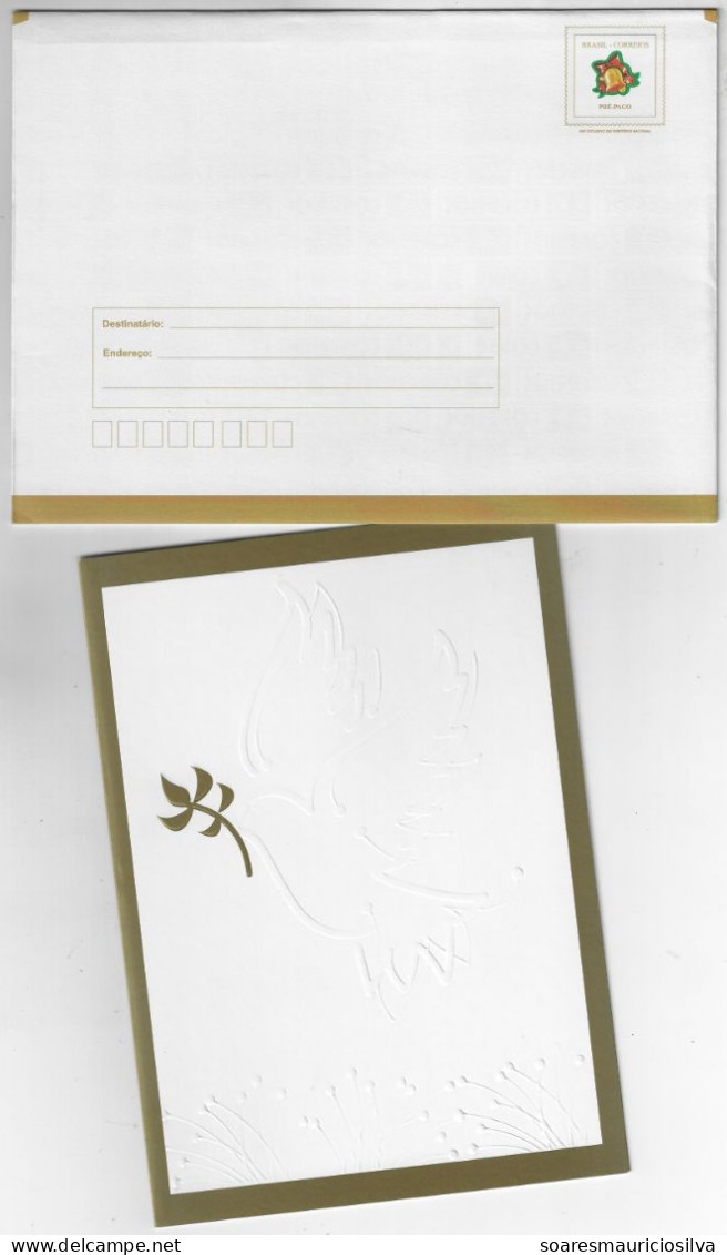 Brazil 2000s Postal Stationery Cover Christmas Bell Stamp Unused With Greeting Card - Entiers Postaux