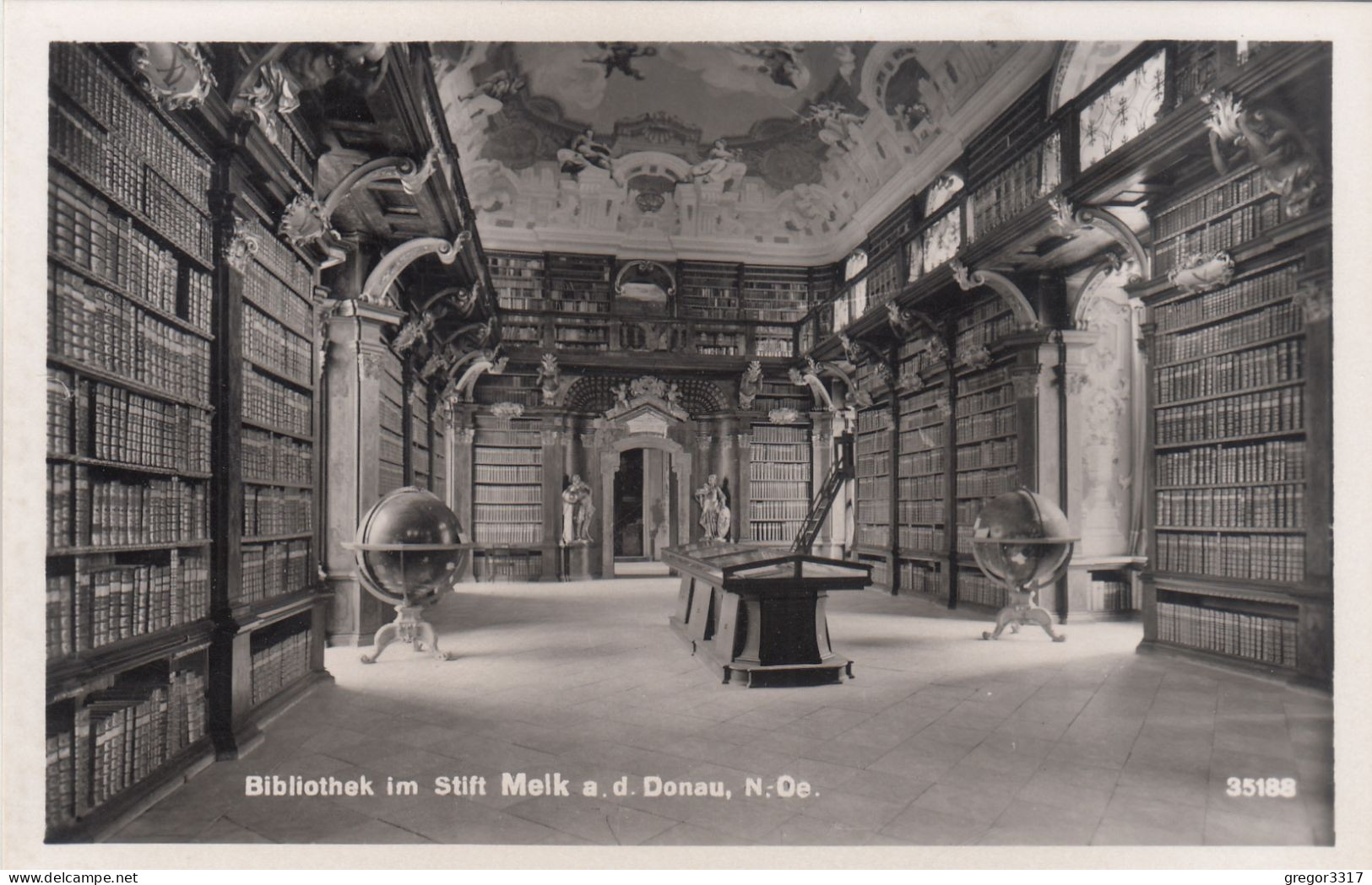 D4153) MELK - Bibliothek Im Stift Melk A. D. Donau - NÖ - Glosus Bücher Wandgemälde ALT - Melk