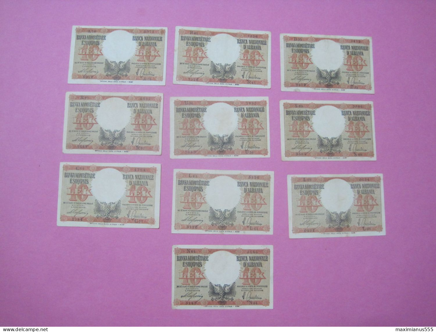 Albania Lot 10 X 10 Lek Banknotes ND 1939 (1) Better Quality - Albania