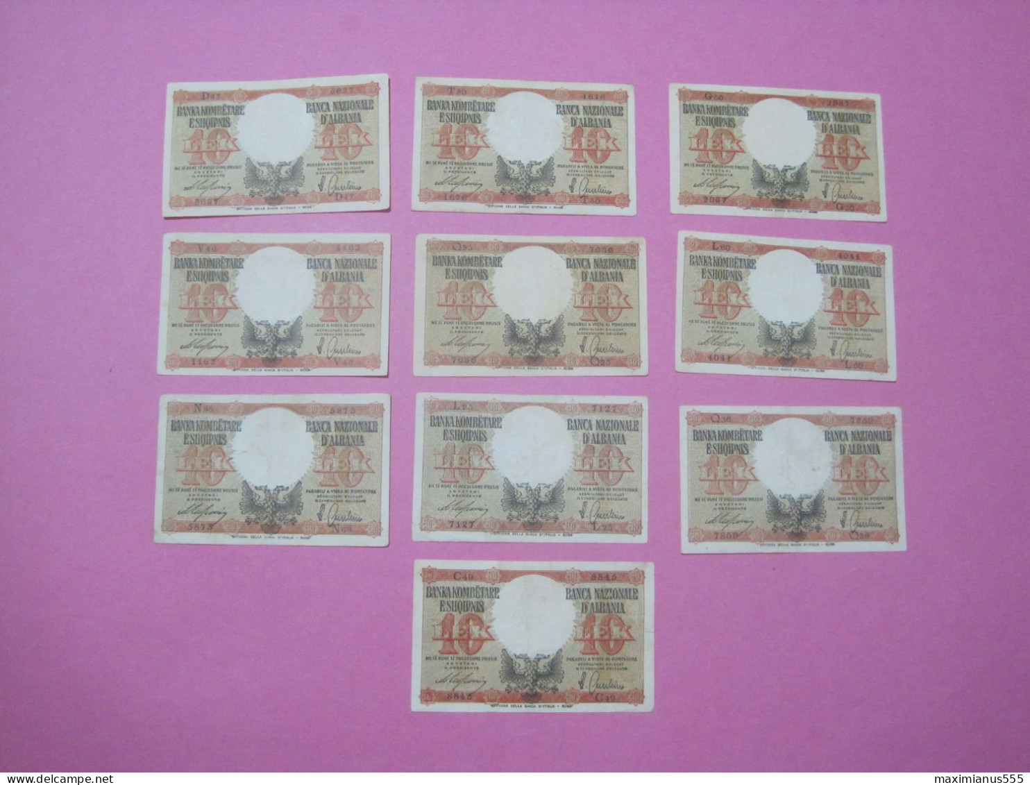 Albania Lot 10 X 10 Lek Banknotes ND 1939 (2) Better Quality - Albania