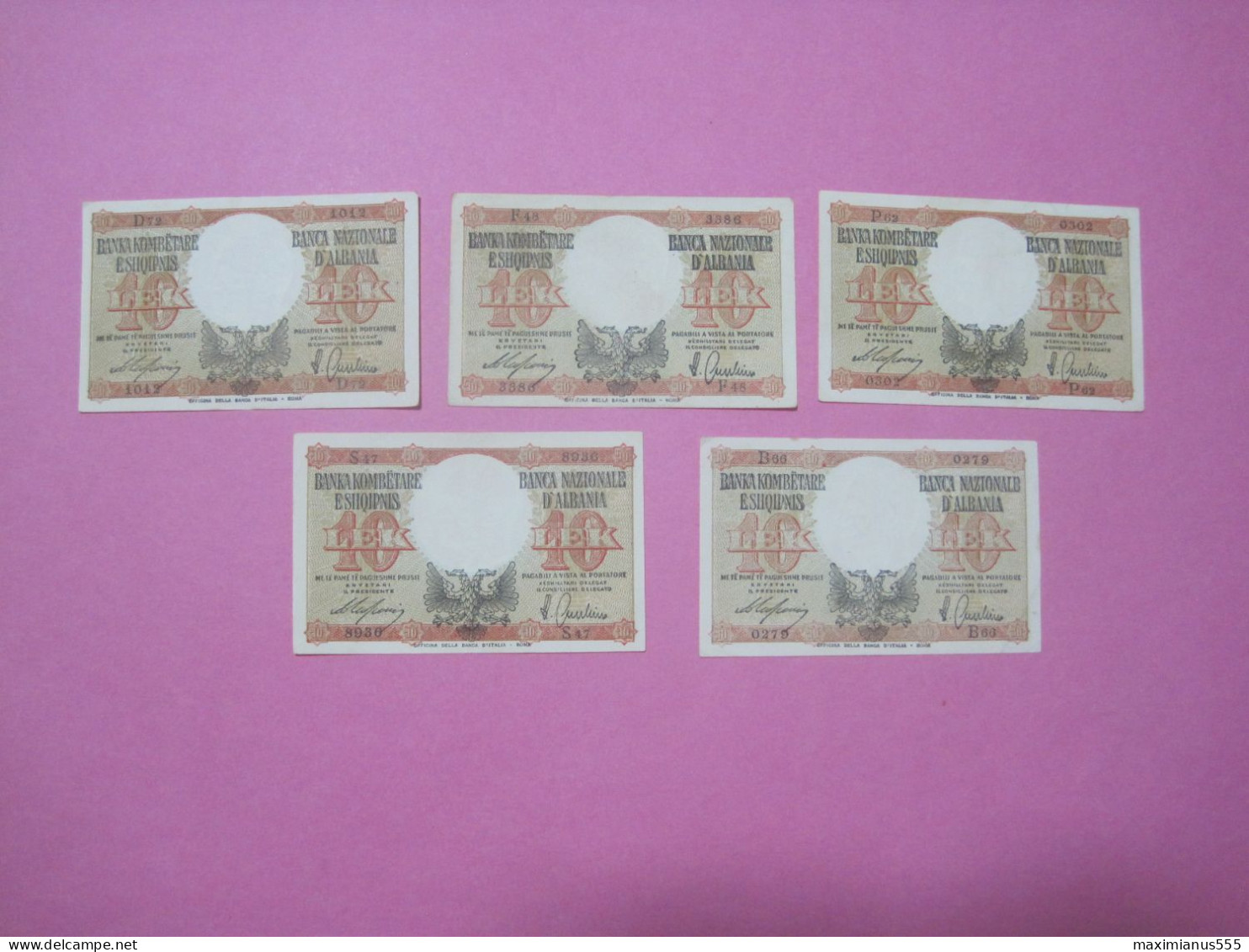 Albania Lot 5 X 10 Lek Banknotes ND 1939 (1) Better Quality - Albanien