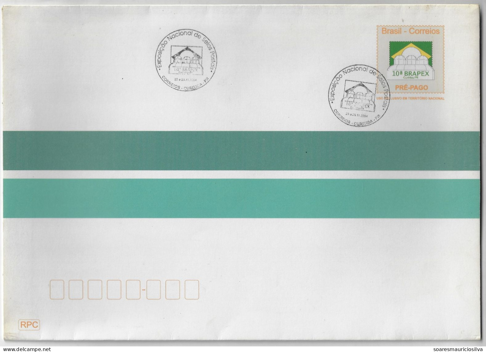 Brazil 2004 Postal Stationery Cover 10th Brapex Philatelic Exhibition In Curitiba Commemorative Cancel Crystal Palace - Entiers Postaux