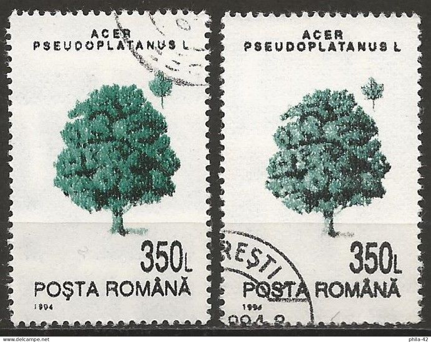 Romania 1994 - Mi 4988Y - YT 4166 ( Tree : Great Maple ) Two Shades Of Color. - Gebraucht