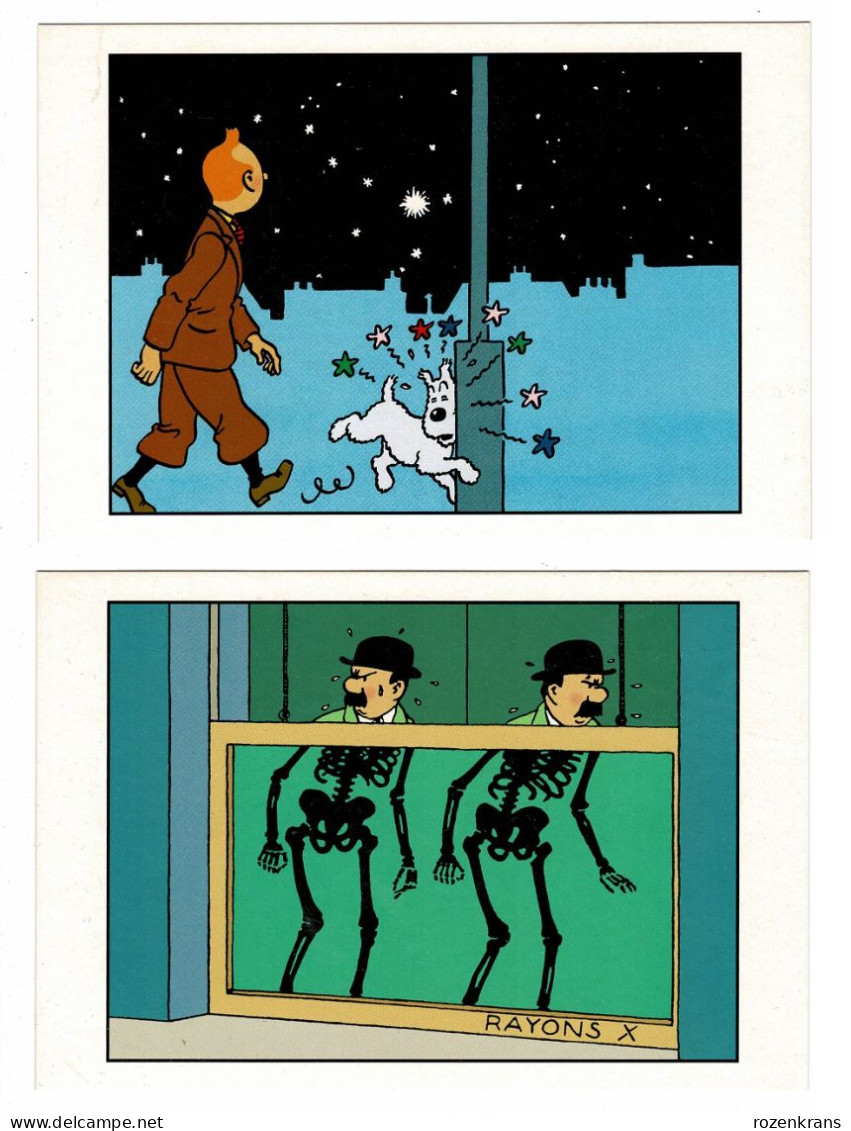 Lot 2 X CPA Illustrateur Herge Editions Moulinsart Nr 21 & 35 Stripfiguur Kuifje Tintin  Bande Dessinée Autocollant - Hergé