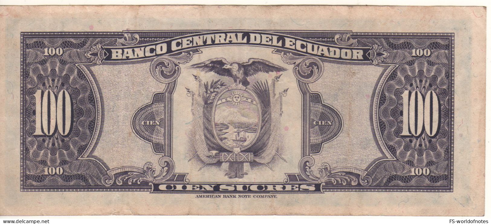 Ecuador 100  Sucres  P112a   Dated 24.05.1980   (  Simón Bolívar ) - Equateur