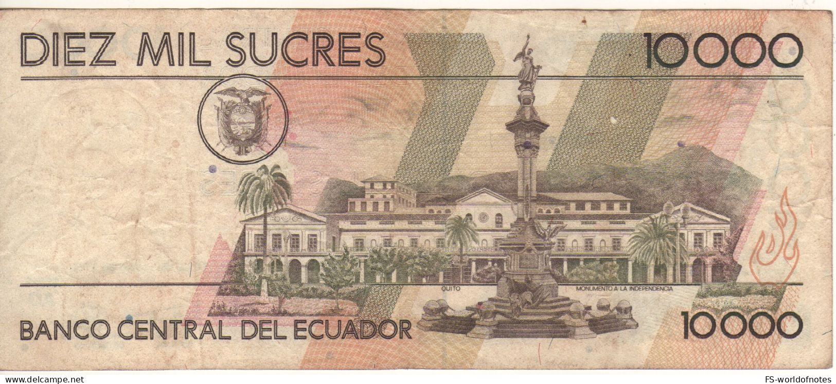 Ecuador 10'000  Sucres  P127e   Dated 14.12.1998   ( Vicente Rocafuerte +  Independence Monument, Quito At Back ) - Equateur