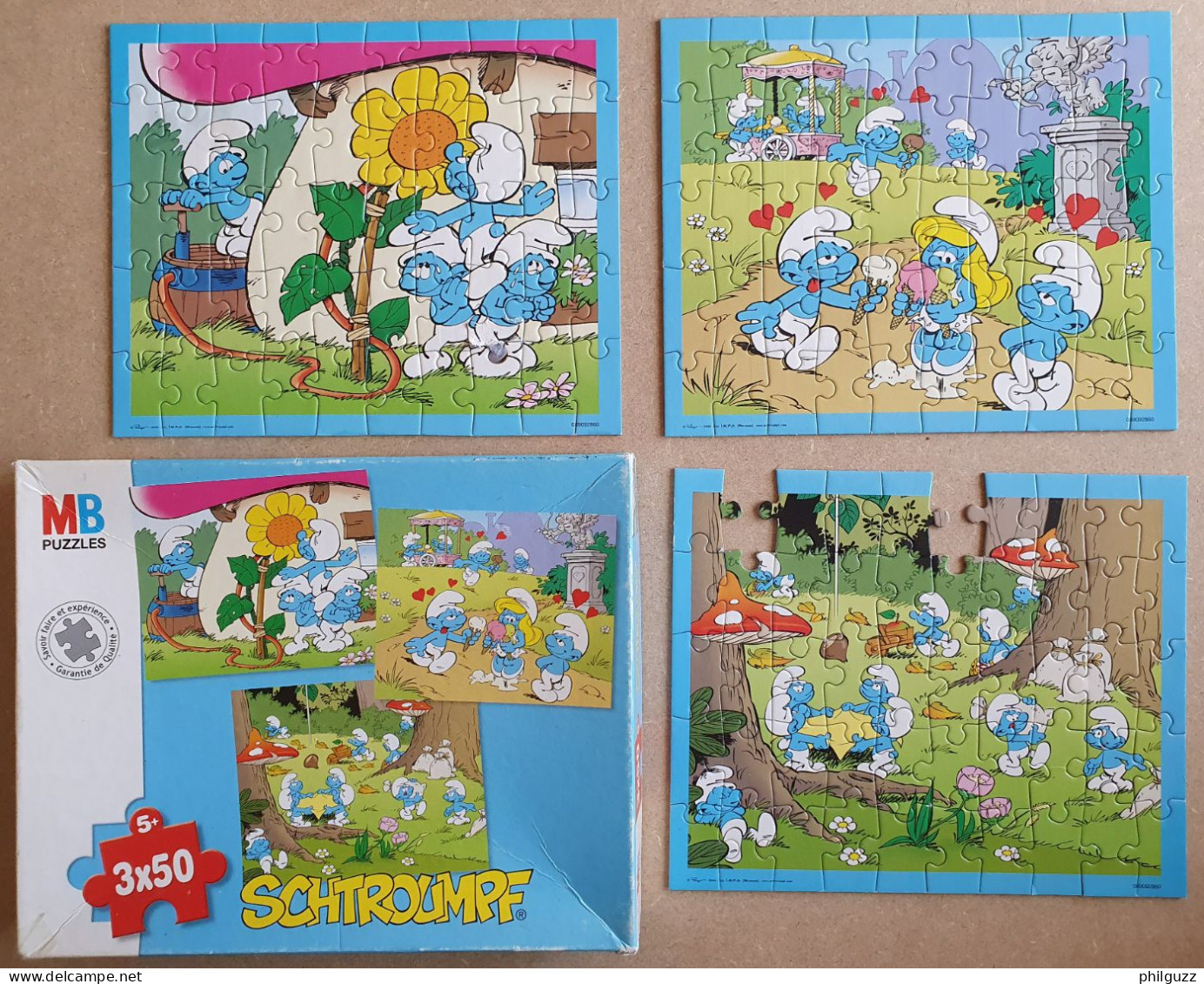 PUZZLE MB 2006 SCHTROUMPFS Avec Boîte  3 X 50 Pièces 2 Complet 1 Incomplet Schtroumpf - Puzzels