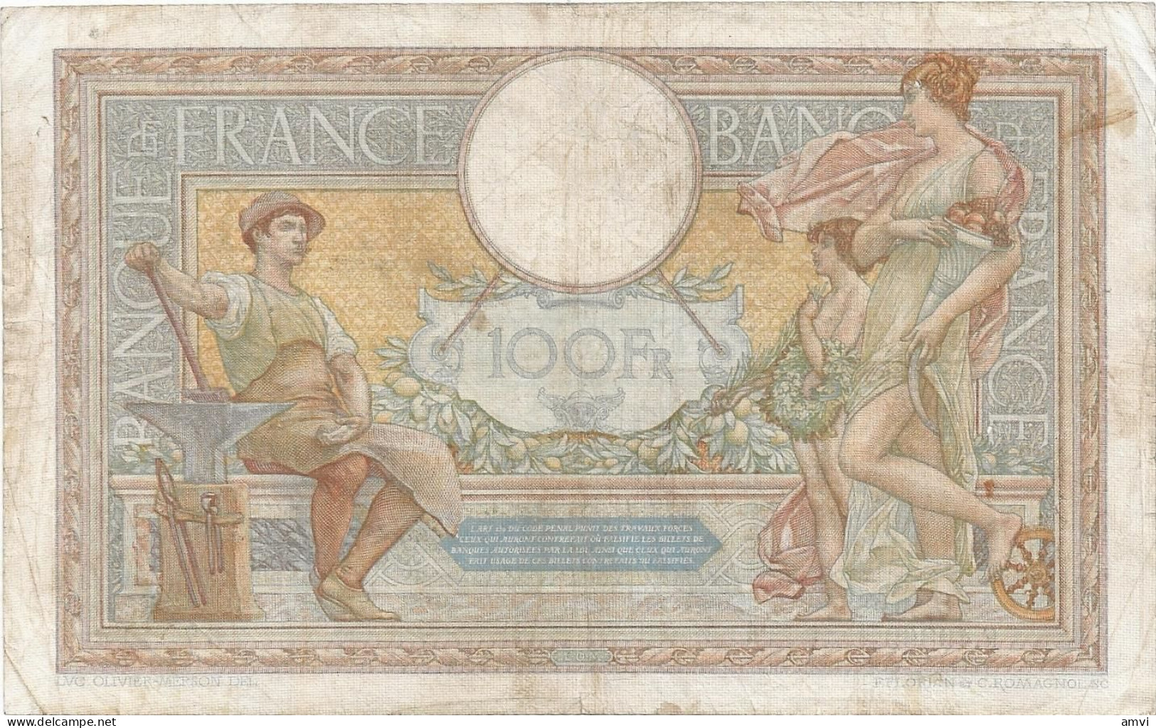 23-0742 Billet, France , 100 , Cent Francs ,LUC OLIVIER MERSON , CJ. 14.11.1935. CJ. - 100 F 1908-1939 ''Luc Olivier Merson''