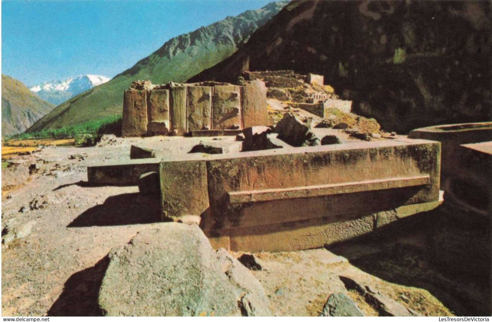 PÉROU - Fortaleza De Ollantayatambo -  Foundation Corner Stones - Colorisé - Carte Postale Ancienne - Perú