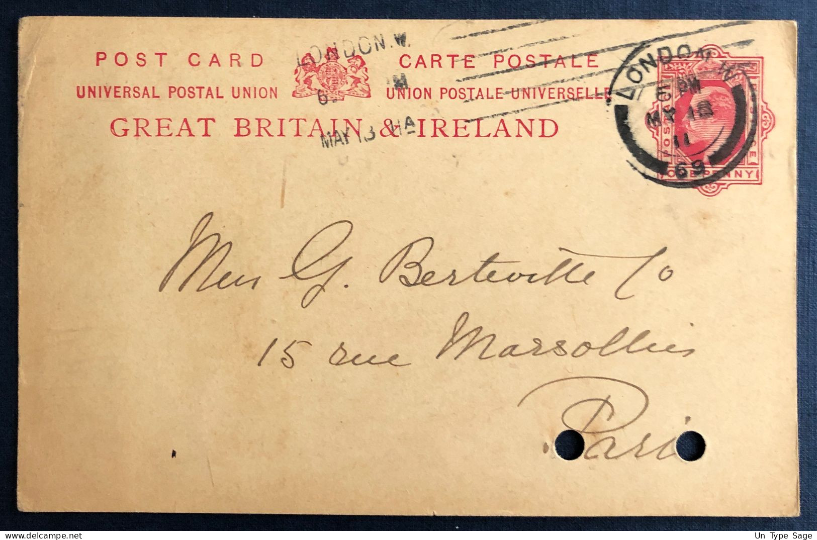 Grande-Bretagne, Entier-Carte De Londres Pour Paris - (C393) - Postmark Collection