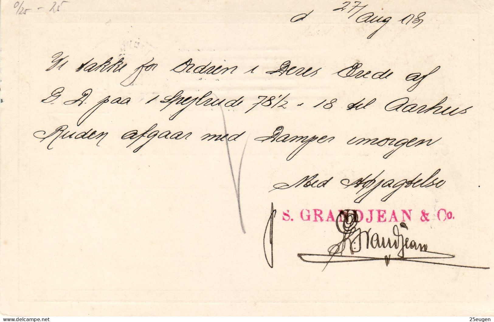 DENMARK 1908 POSTCARD SENT FROM KOBENHAVN TO AARHUS - Lettres & Documents