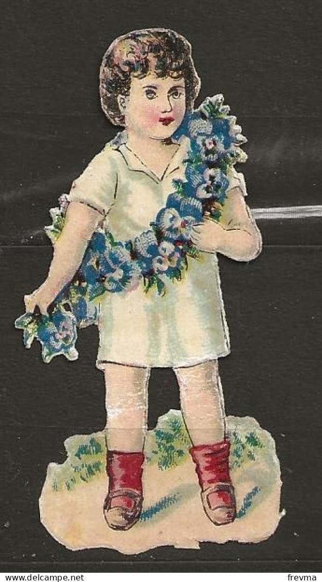 Découpis Enfant Portant Des Fleursr Année 1899 A 1900 - Kinderen