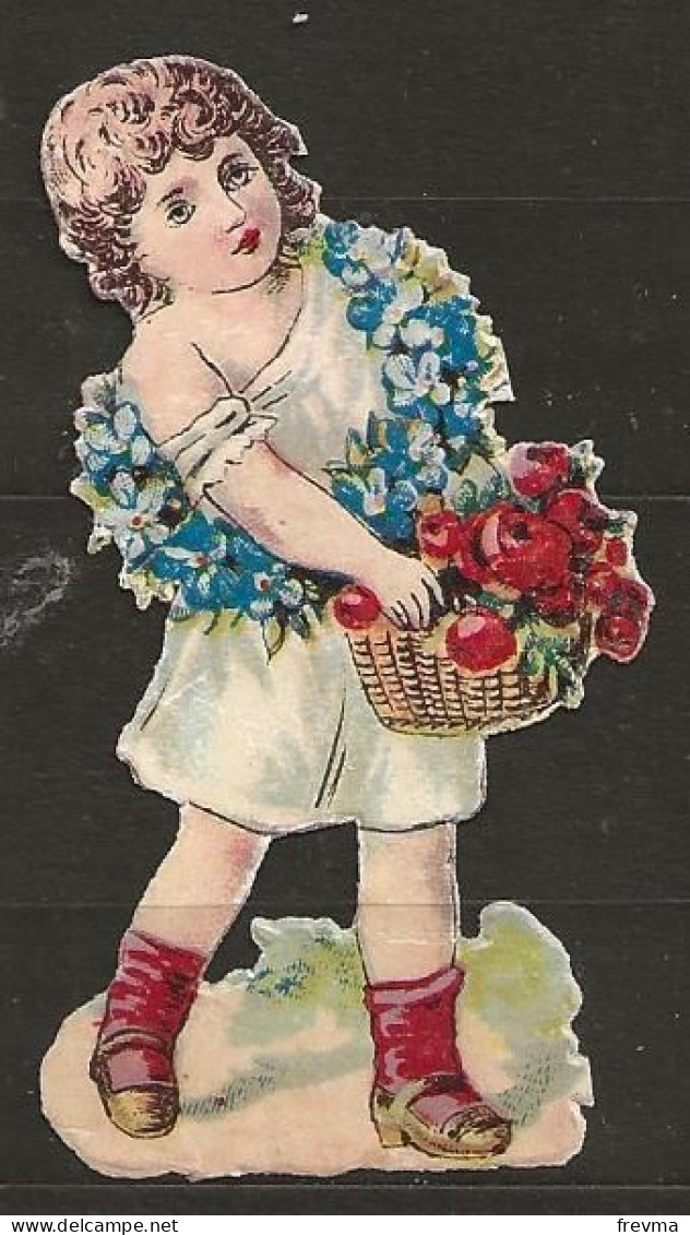 Découpis Enfant Portant Des Fleursr Année 1899 A 1900 - Enfants