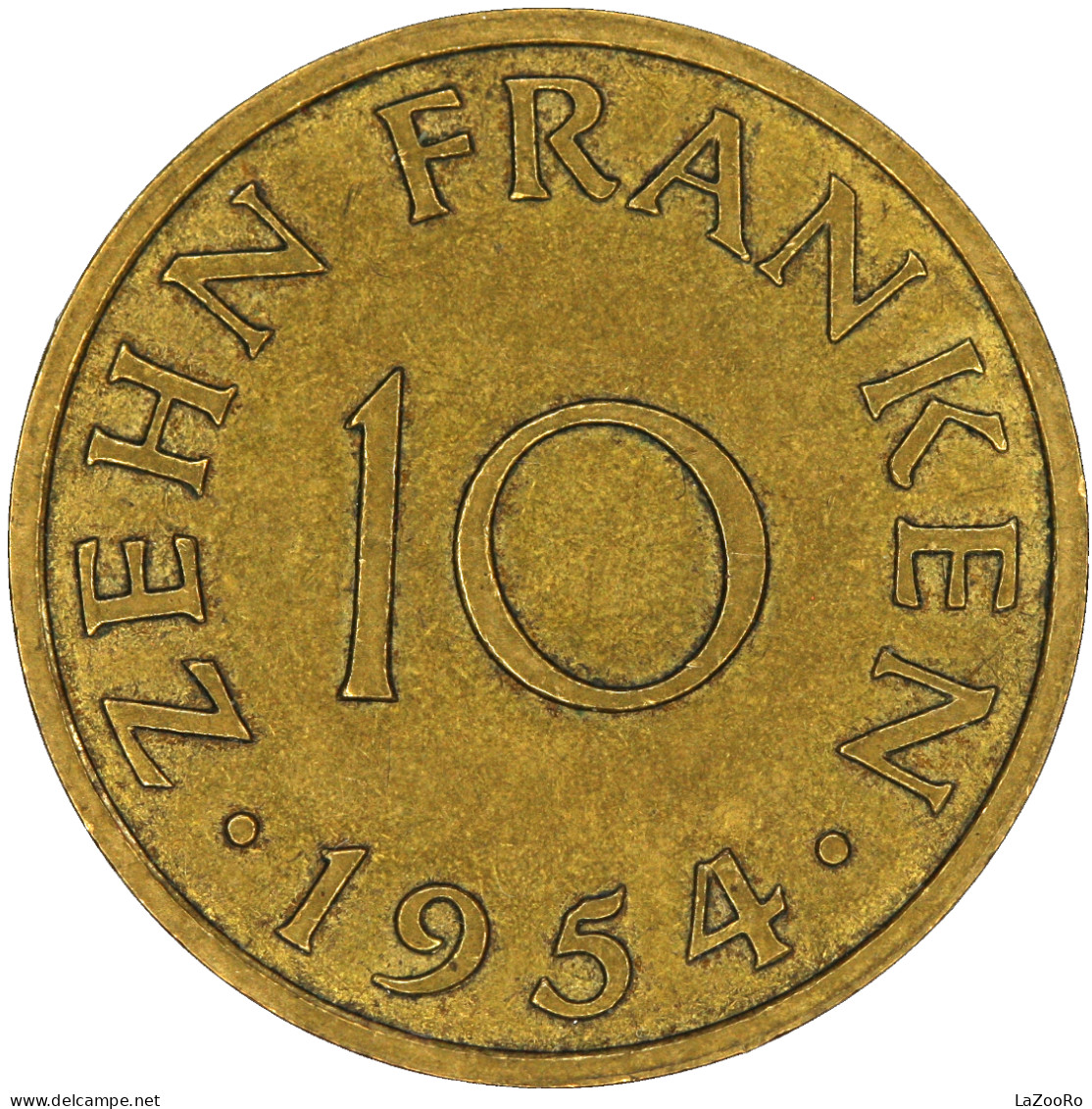 LaZooRo: Germany SAARLAND 10 Franken 1954 UNC - 10 Franchi