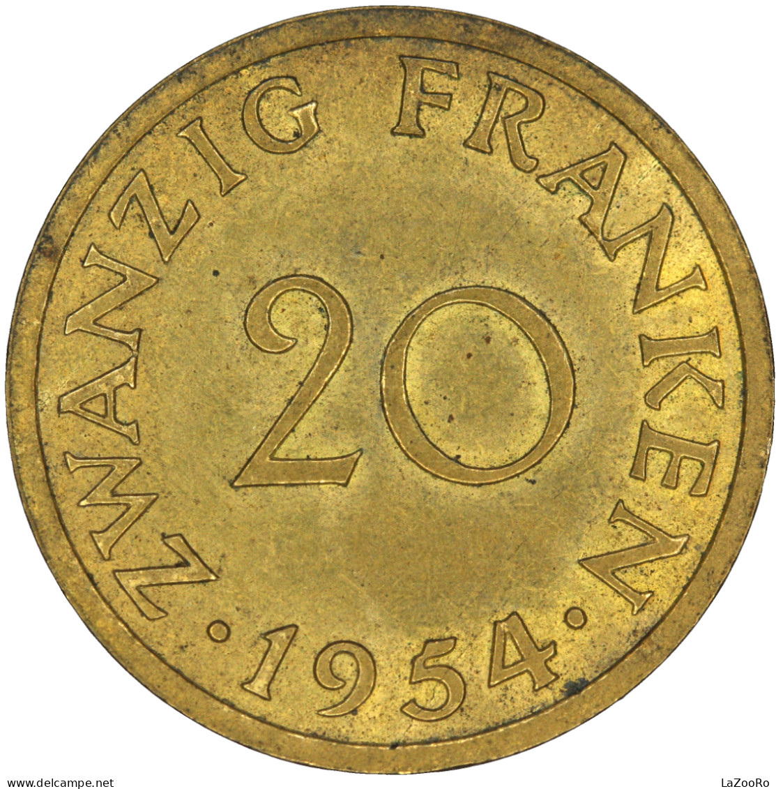 LaZooRo: Germany SAARLAND 20 Franken 1954 UNC - 10 Francos