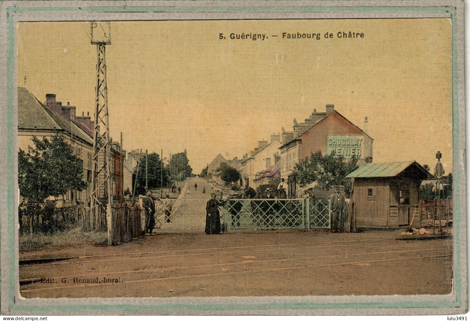 CPA (58) GUERIGNY - La Passage à Niveau Du Faubourg De Châtre - Carte Colorisée D'aspect Toilé - Guerigny