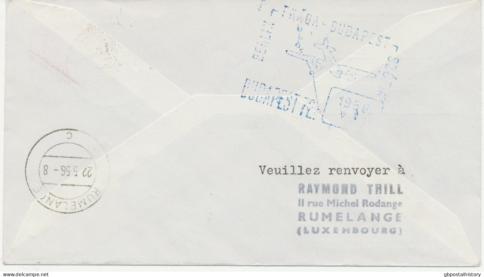 LUXEMBURG 13.5.1956, Deutsche Lufthansa Ost Erstflug „BERLIN-SCHÖNEFELD – BUDAPEST“ Selt. Mitläuferpost Aus Luxemburg - Storia Postale