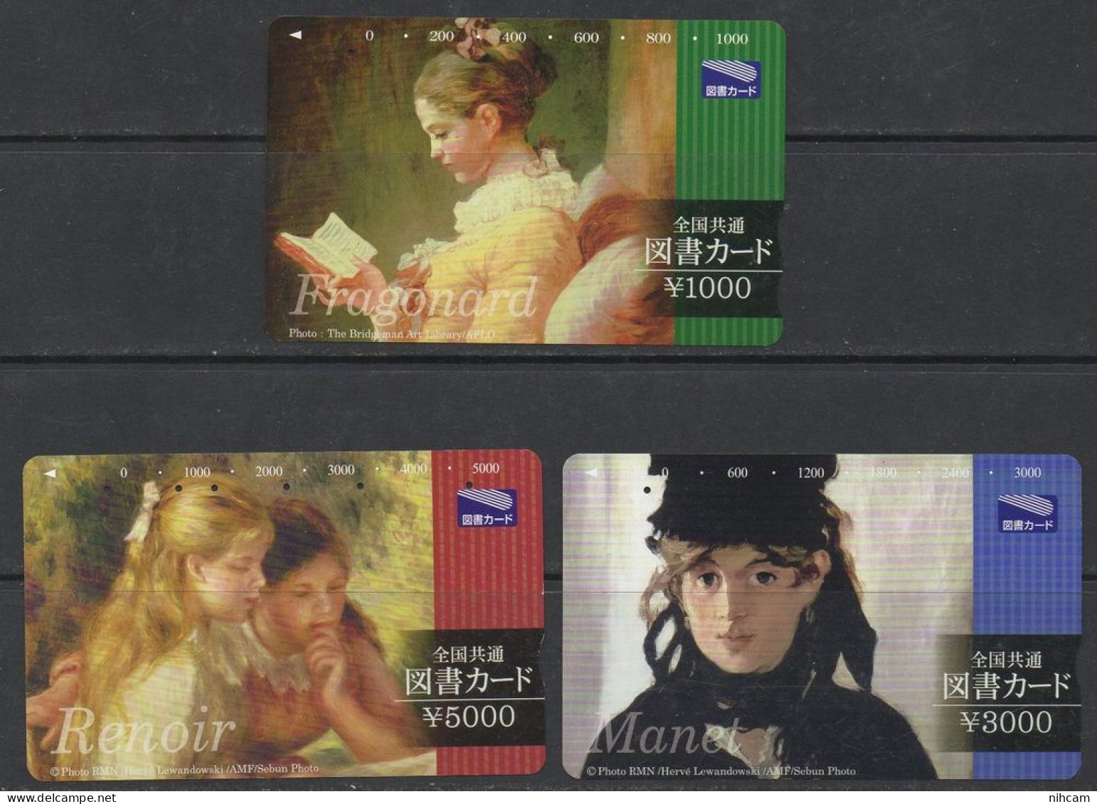 Télécarte Japon Fragonard + Renoir + Manet Série Peintre Peinture Set Painter Painting - Pittura