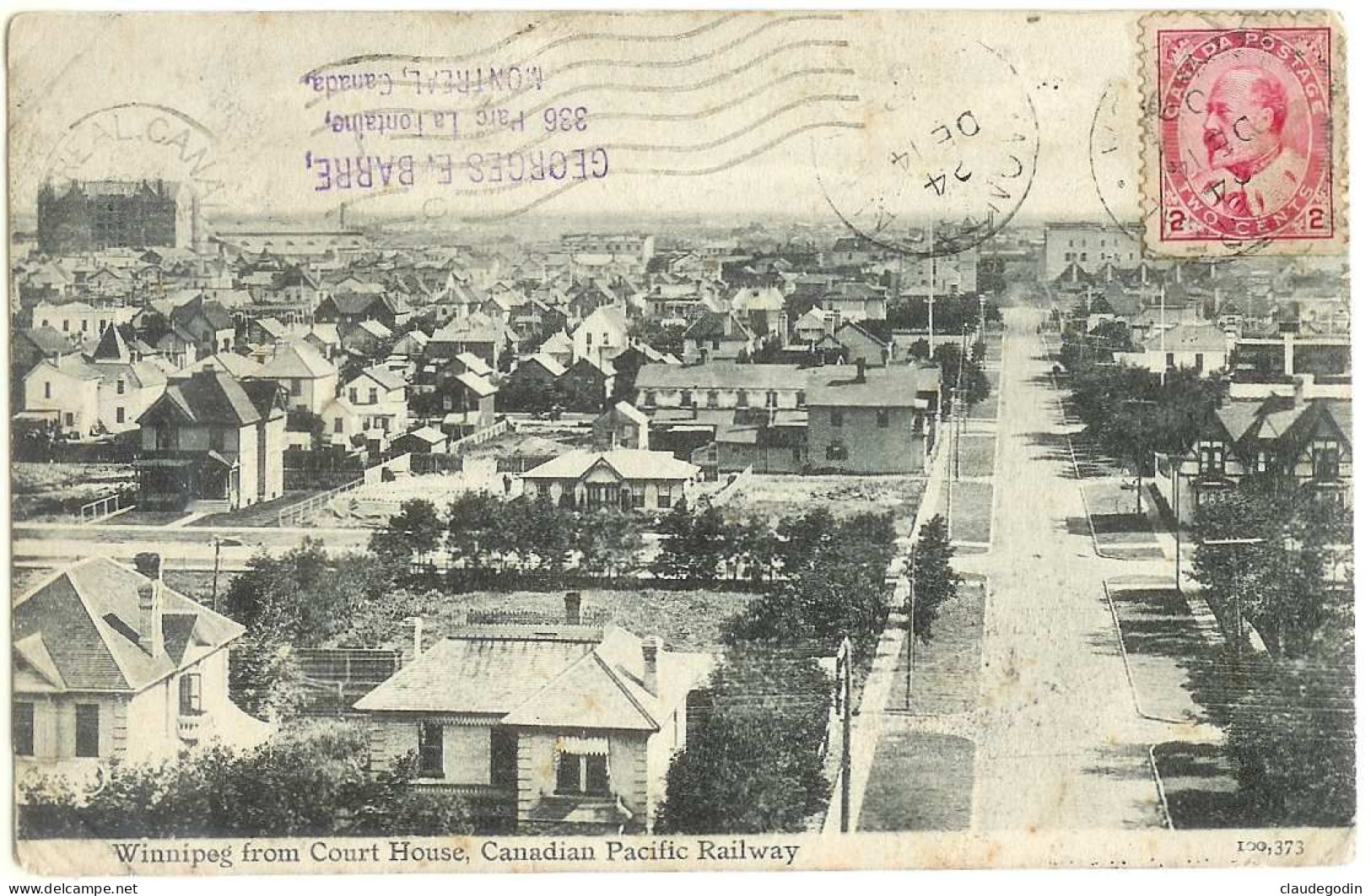 Winnipeg From Court House, Canadian Pacific Railway. CPA écrite, Timbrée. 2 Scans. - Winnipeg