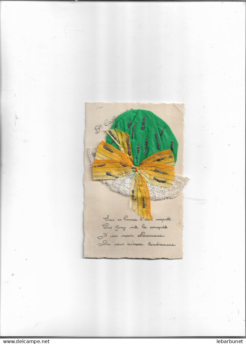 Carte Postale Ancienne Bonnet De Ste Catherine (Bonnet Vert Noeud Jaune - Sainte-Catherine