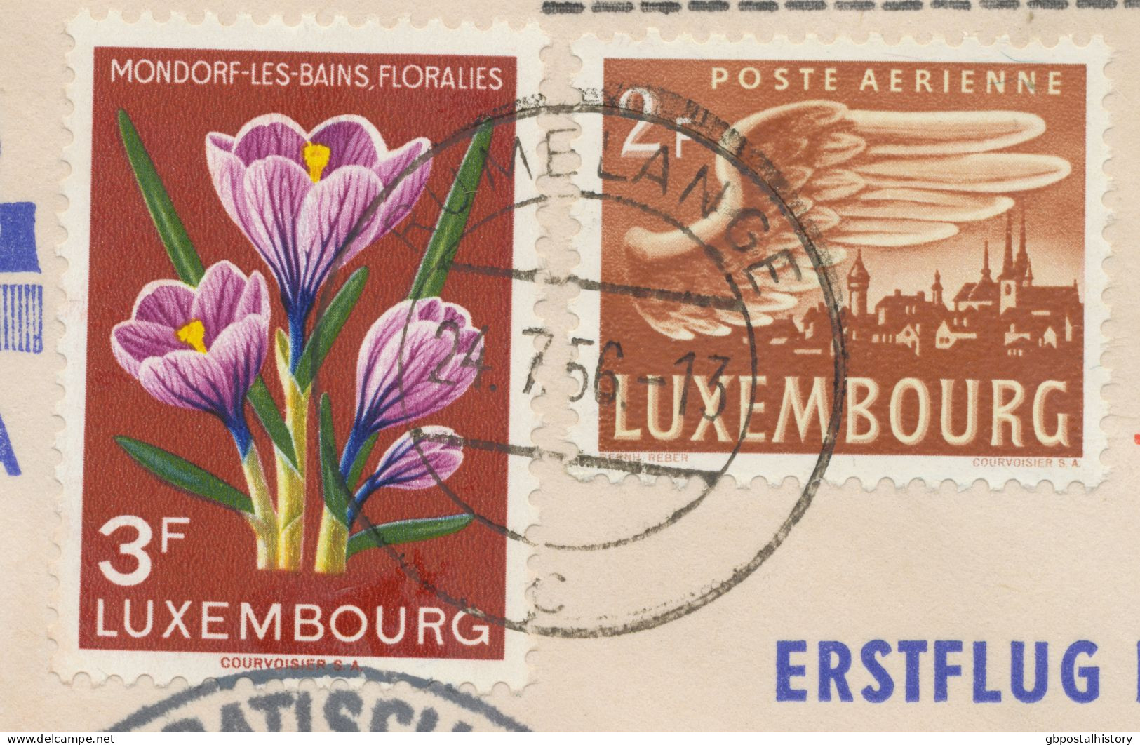 LUXEMBURG 4.10.1956, Deutsche Lufthansa Ost Erstflug „BERLIN – MOSKAU“ Selt. Mitläuferpost Aus LUXEMBURG - Lettres & Documents