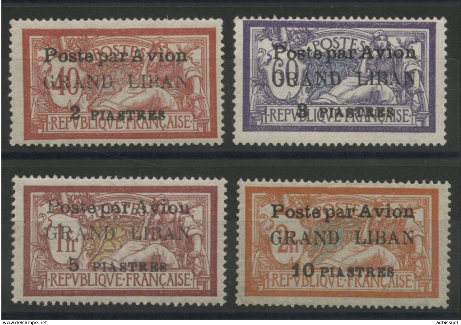 GRAND LIBAN POSTE AERIENNE N° 1 à 4 COTE 75 € Neufs * (MH). Série Complète - Airmail