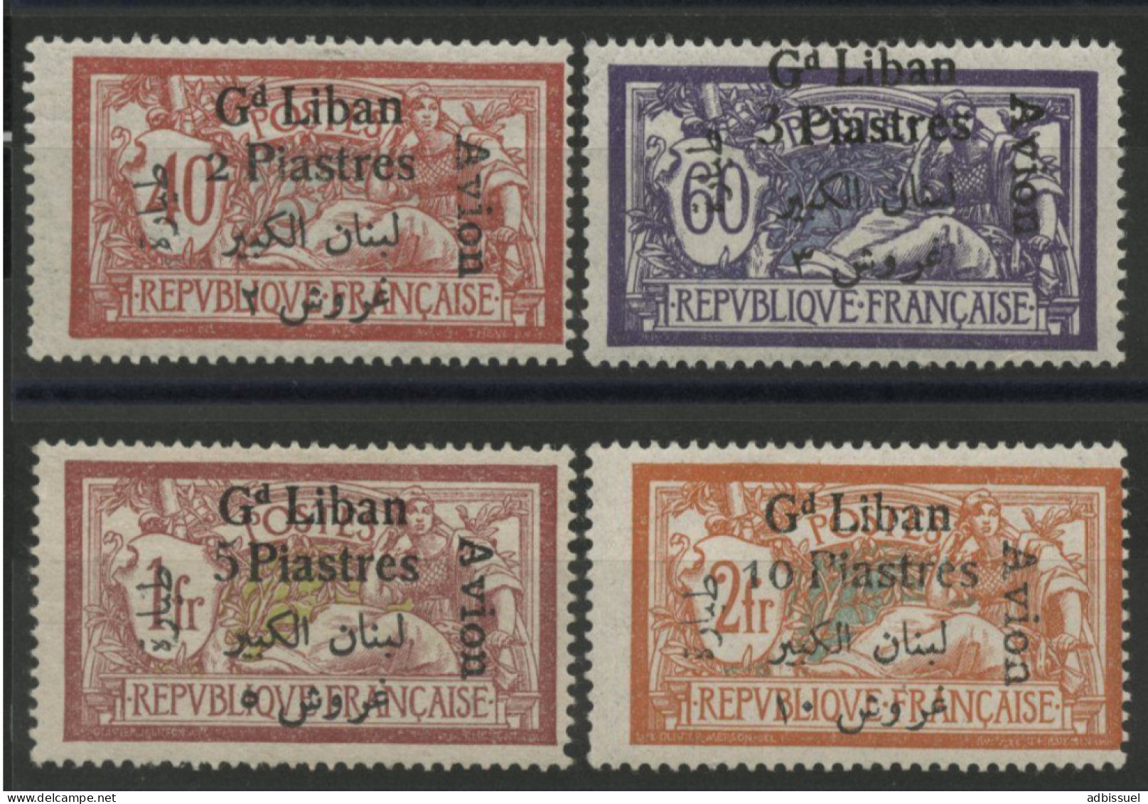GRAND LIBAN POSTE AERIENNE N° 5 à 8 COTE 68 € Neufs * (MH). Série Complète. TB - Poste Aérienne