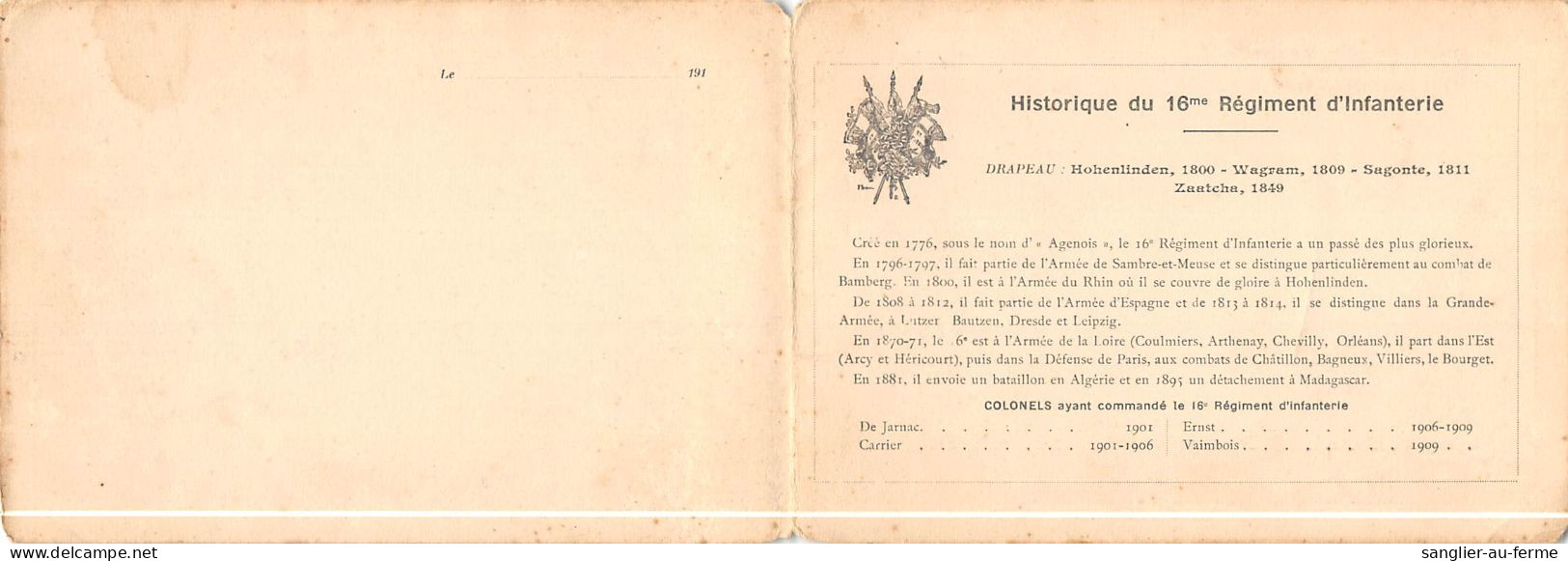 CPA 42 SAINT ETIENNE / HISTORIQUE DU 16e REGIMENT D'INFANTERIE (rare Cpa Double - Saint Etienne