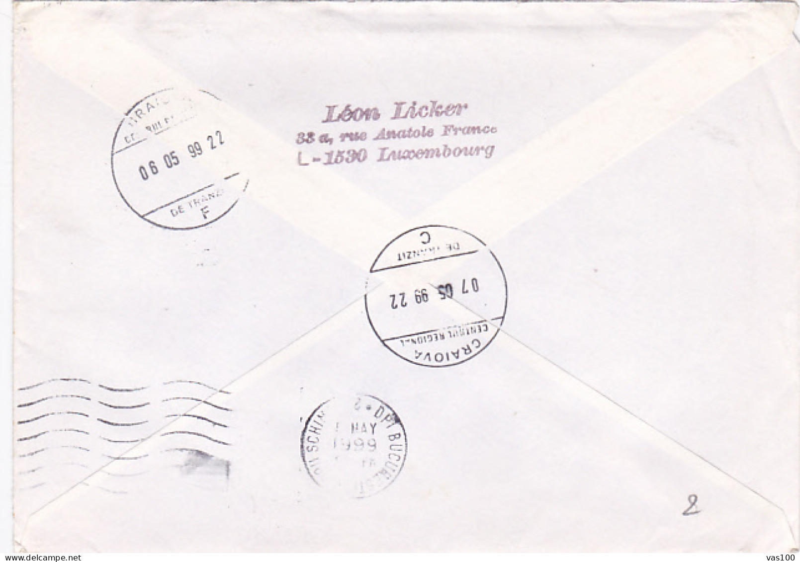 WYCH ELM TREE, AMOUNT 6 RED MACHINE PRINTED STAMPS ON COVER, 1999, LUXEMBOURG - Brieven En Documenten