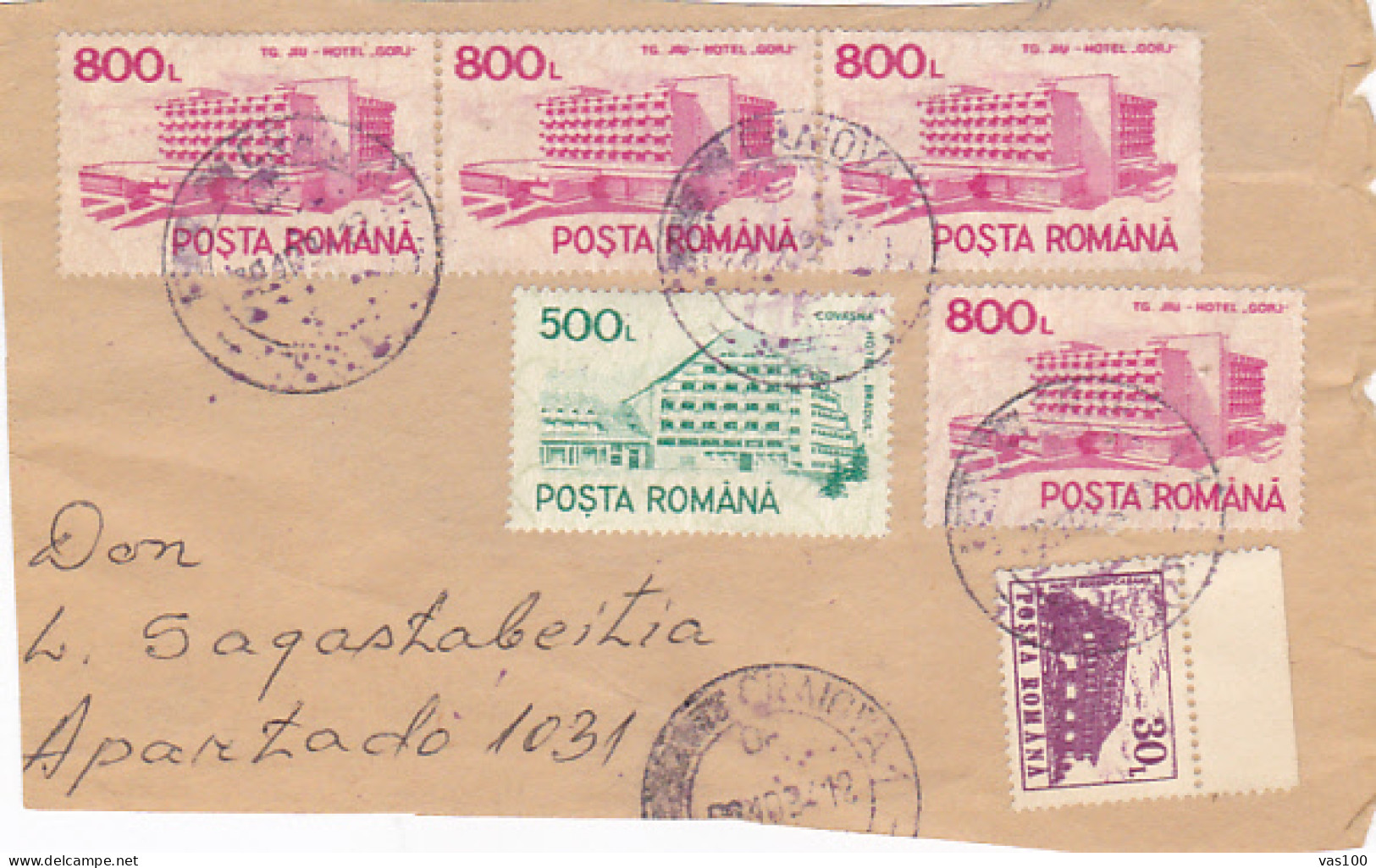 HOTELS, CHALET, STAMPS ON FRAGMENT, 1994, ROMANIA - Briefe U. Dokumente