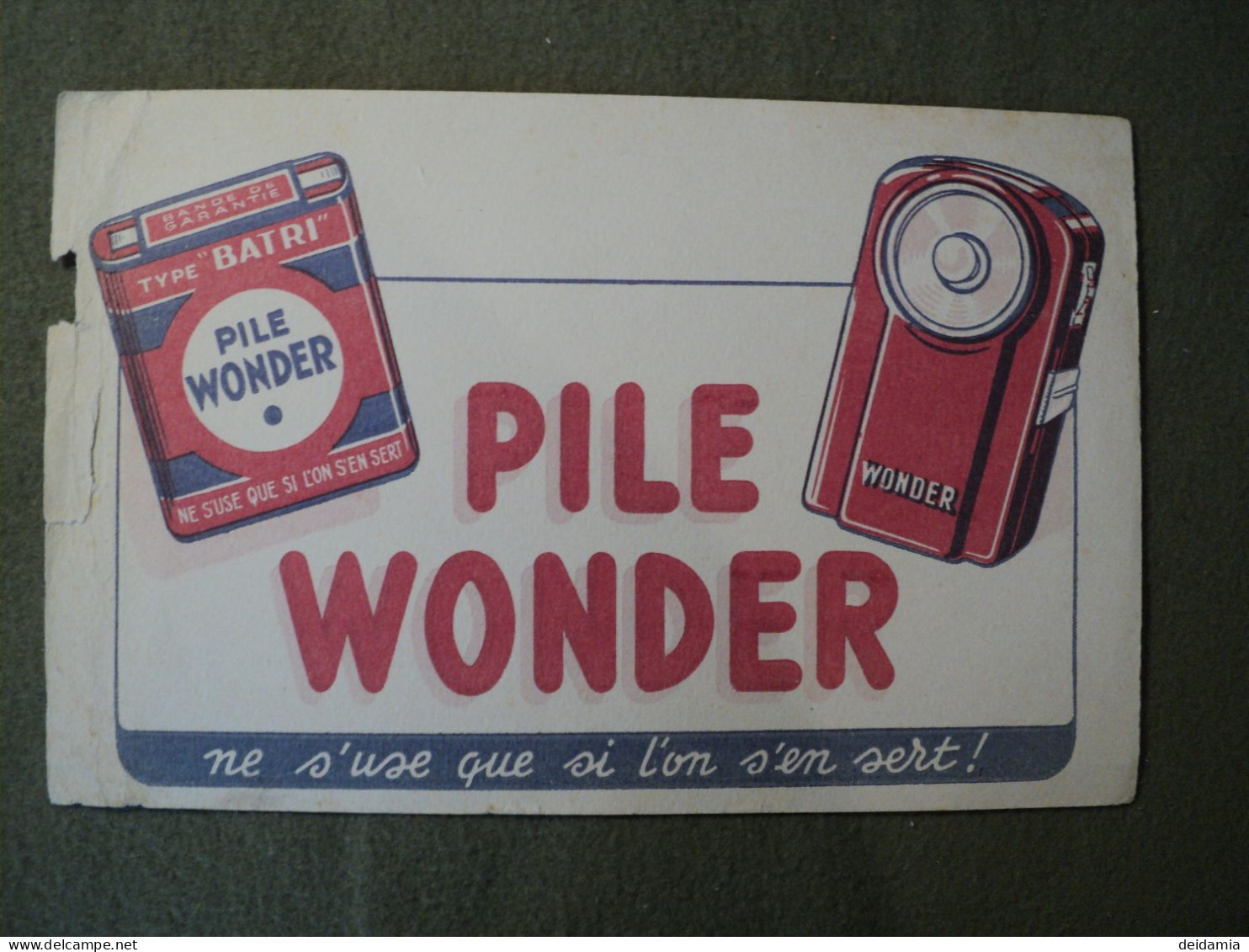 BUVARD PILE WONDER. ANNEES 50 / 60. NE S USE QUE SI L ON S EN SERT... - Piles