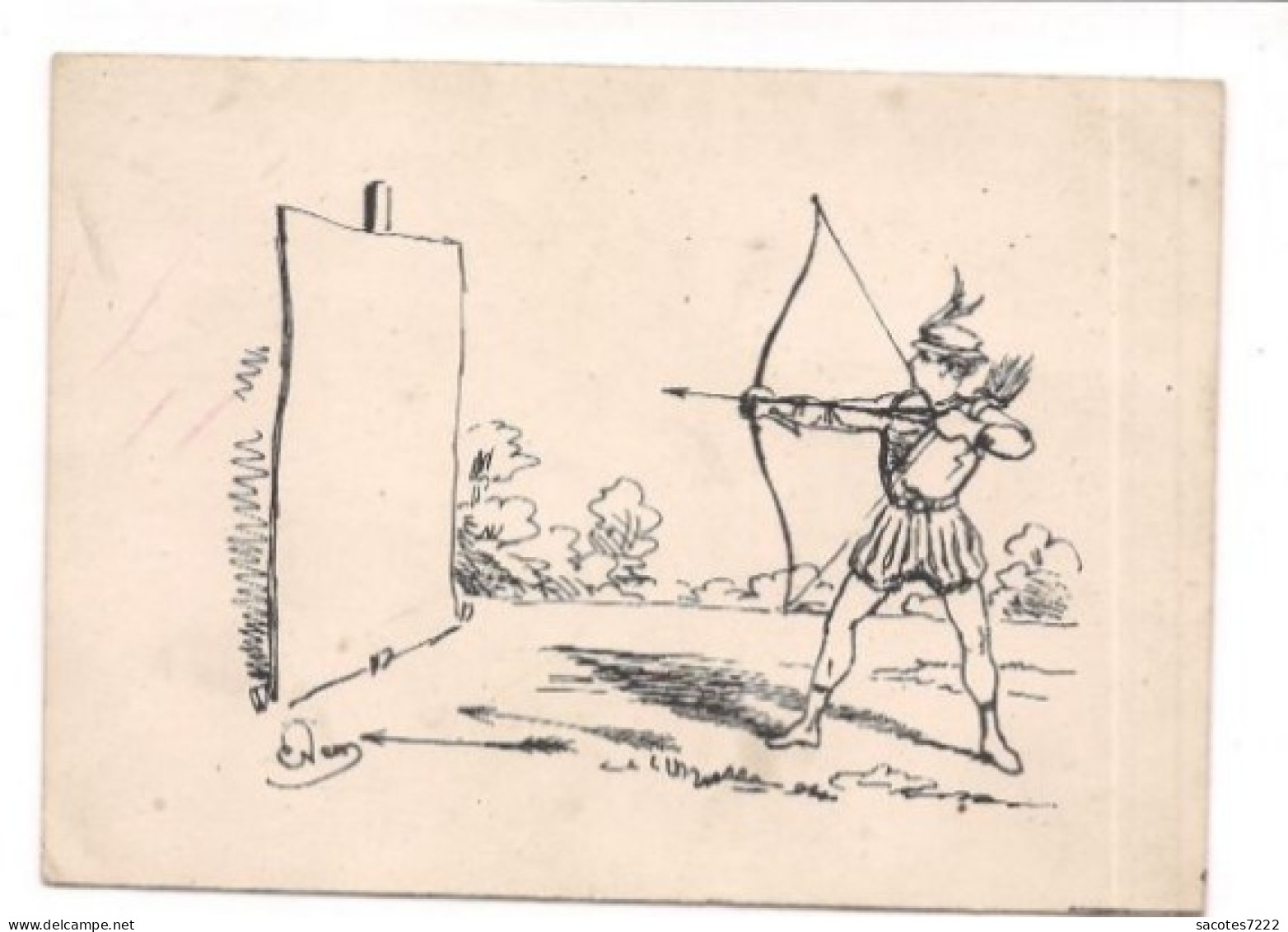 PETIT CARTON ILLUSTRE " NEM" TIR A L'ARC - - Archery