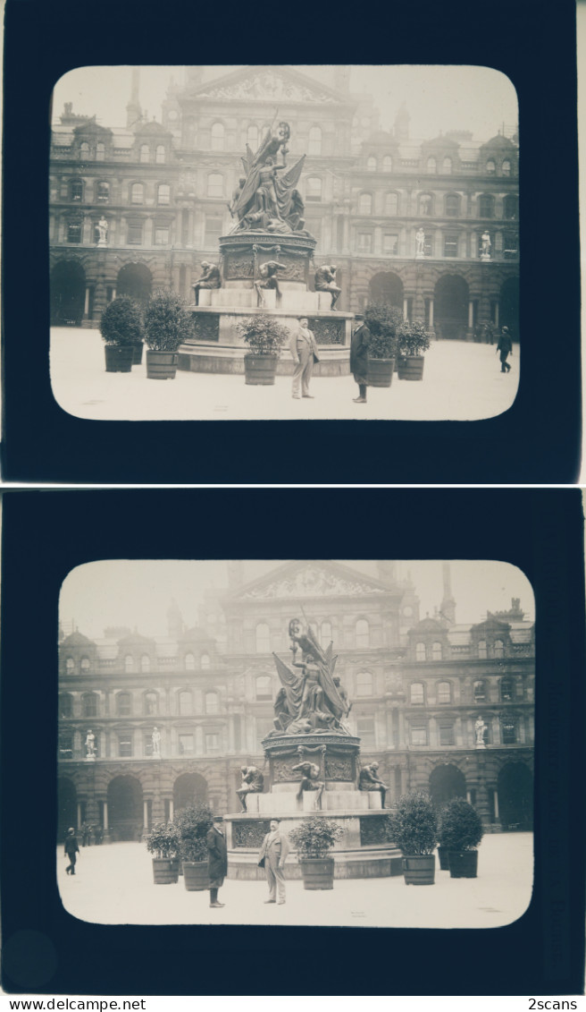 Angleterre - LIVERPOOL - Plaque De Verre Ancienne (vers 1905) - Place De La Bourse - Nelson Monument - Exchange - Liverpool