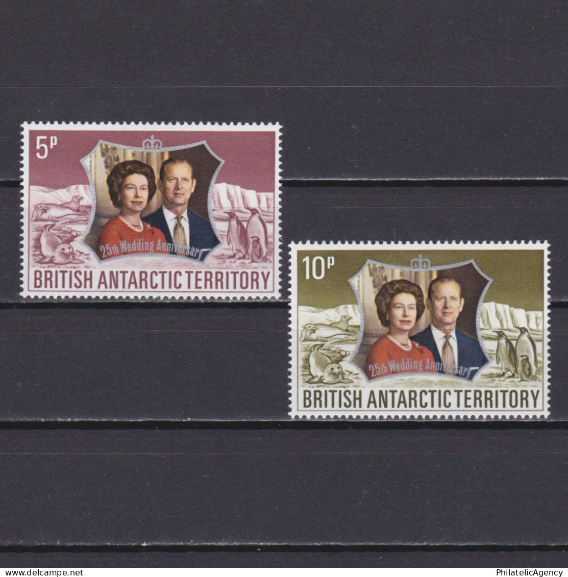 BAT BRITISH ANTARCTIC TERRITORY 1972, Sc #43-44, Wedding Anniversary, MNH - Ongebruikt