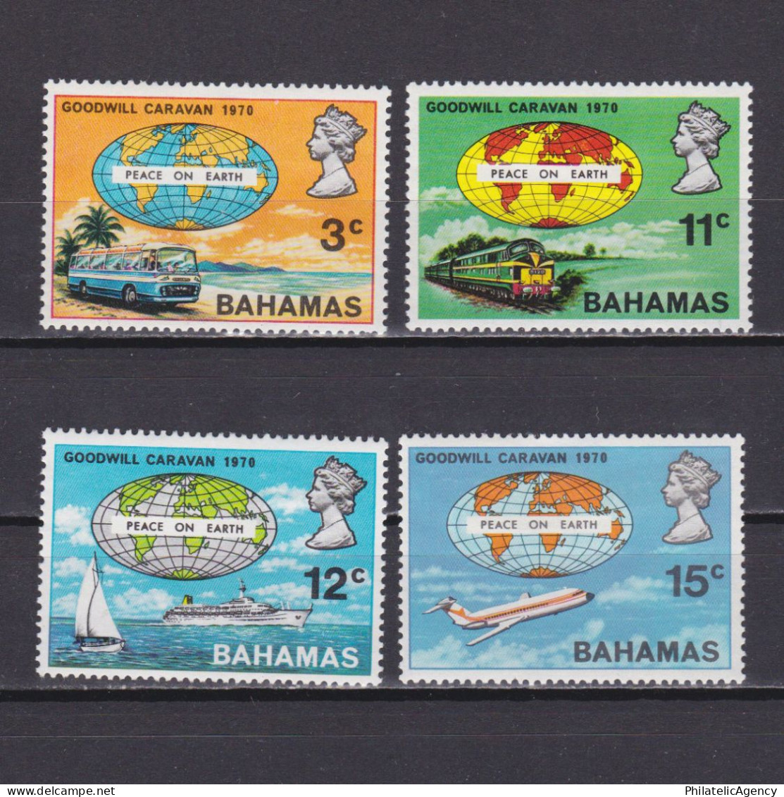 BAHAMAS 1970, SG #347-350, Planes, Ships, Trains, MH - 1963-1973 Autonomie Interne