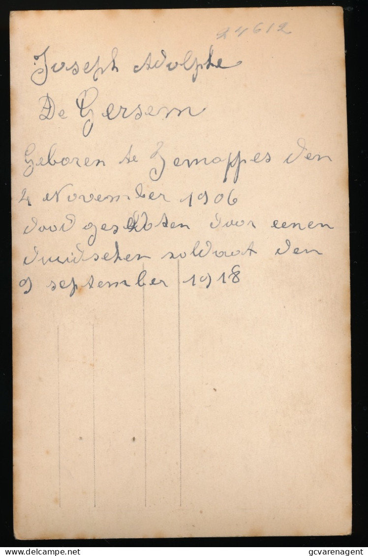 JOSEPH DE GERSEM  JEMAPPES 1906 - DOODGESCHOTEN DOOR DUITSCHEN SOLDAAT 9 SEPTEM 1918  2 SCANS - Mons