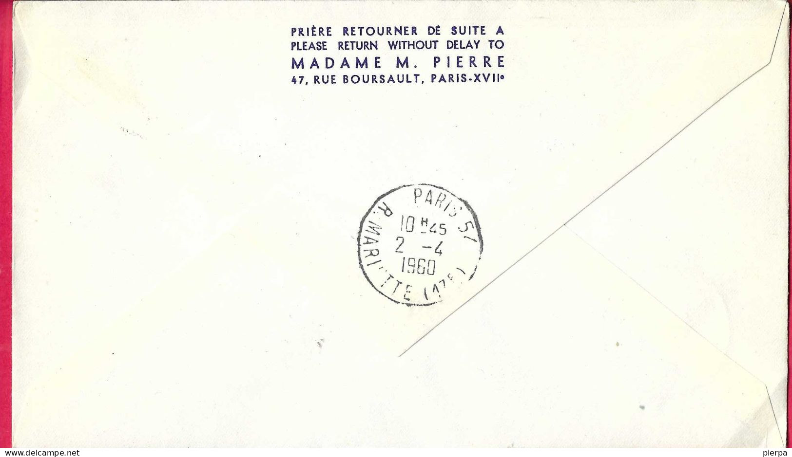SVERIGE - FIRST CARAVELLE FLIGHT AIR FRANCE FROM STOCKHOLM TO PARIS *1.4.1960* ON OFFICIAL COVER - Lettres & Documents